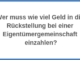 Wer muss wie viel Geld in die Rückstellung bei einer Eigentümergemeinschaft einzahlen?