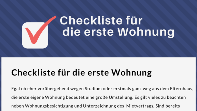 Checkliste - Erste eigene Wohnung